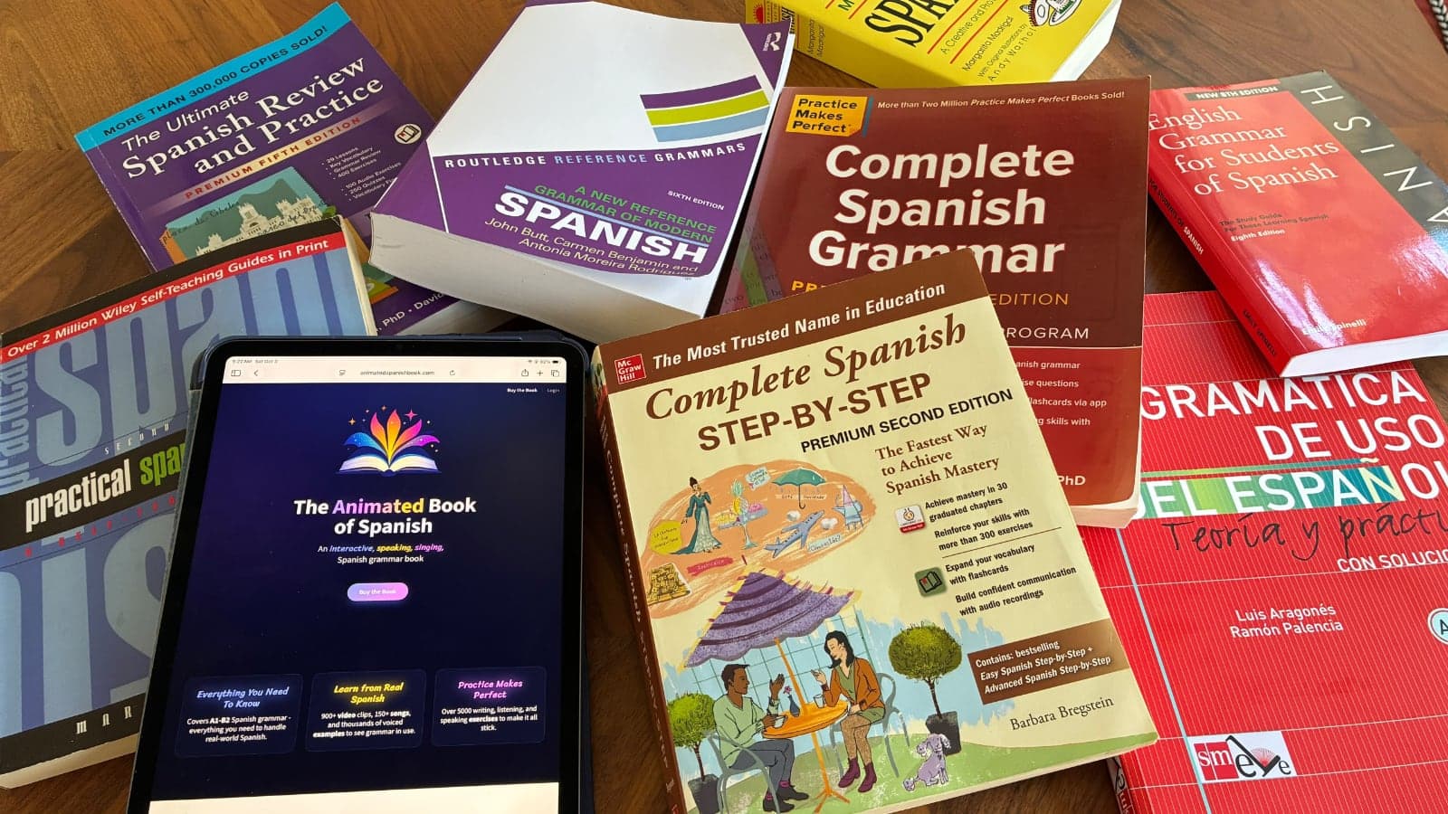 My collection of Spanish grammar books